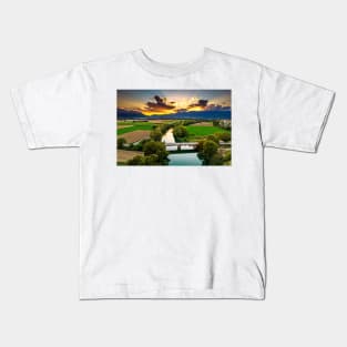 Pineios river sunset Kids T-Shirt